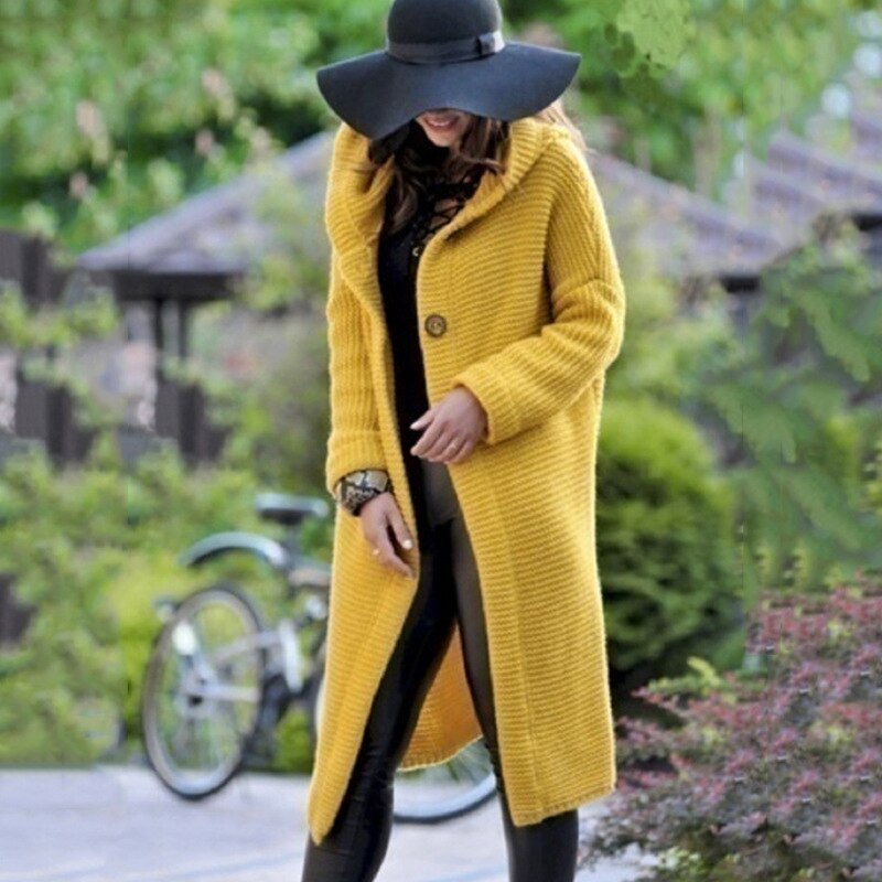 Women's Relaxed Hooded Cardigan – Long Sleeve Casual Layering Cardigan