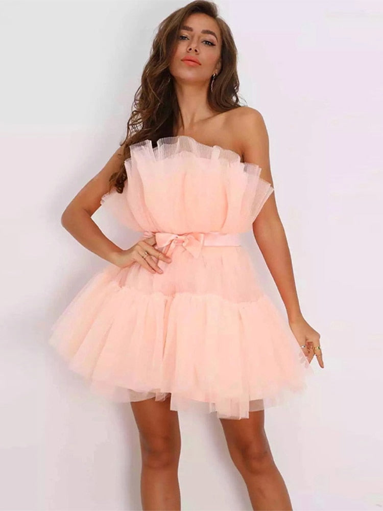 Women's Tulle Party Dress – Layered Festive Occasion Dress