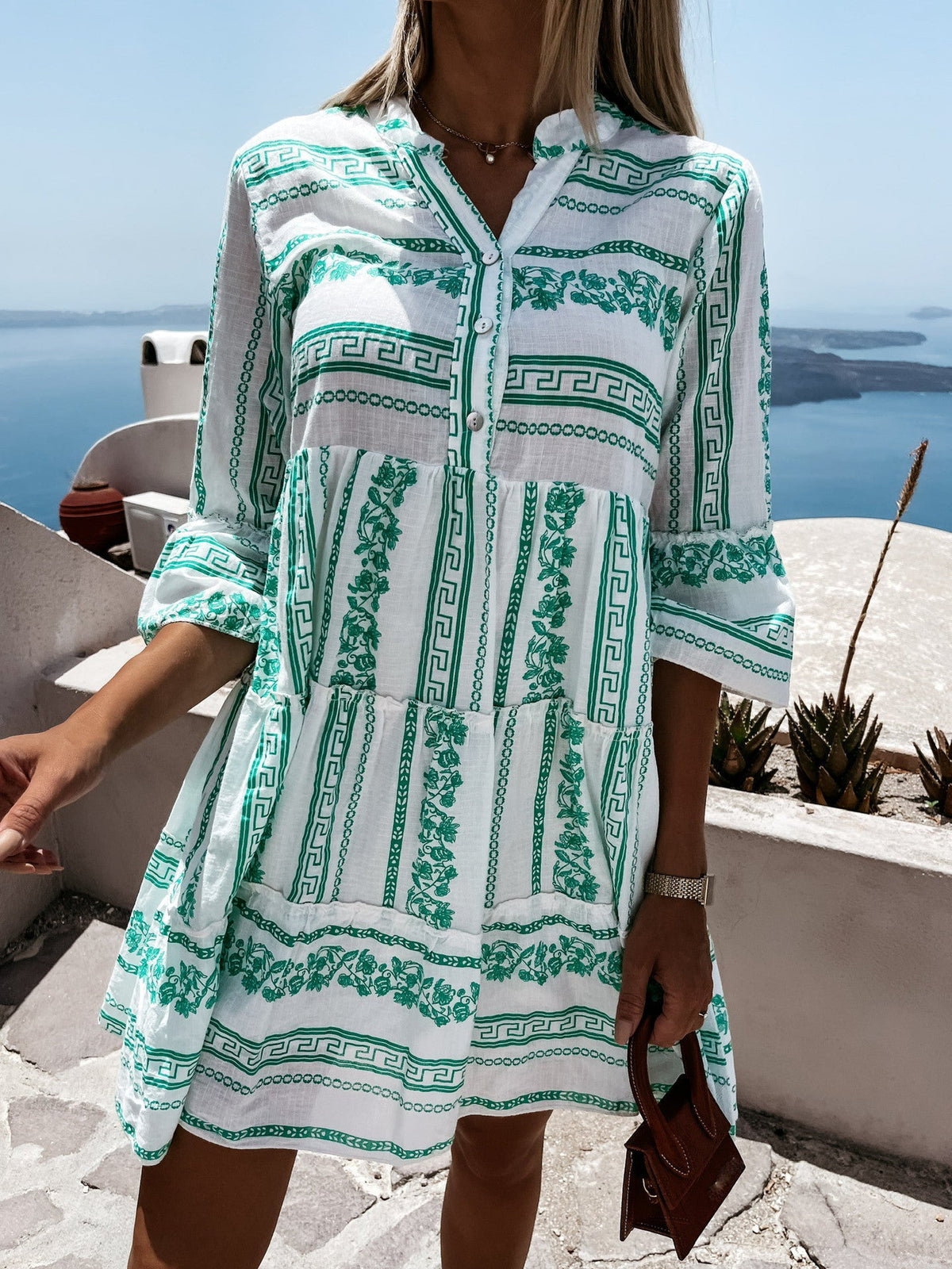 Women's Boho Ruffle Dress – Colourful Printed Summer Dress