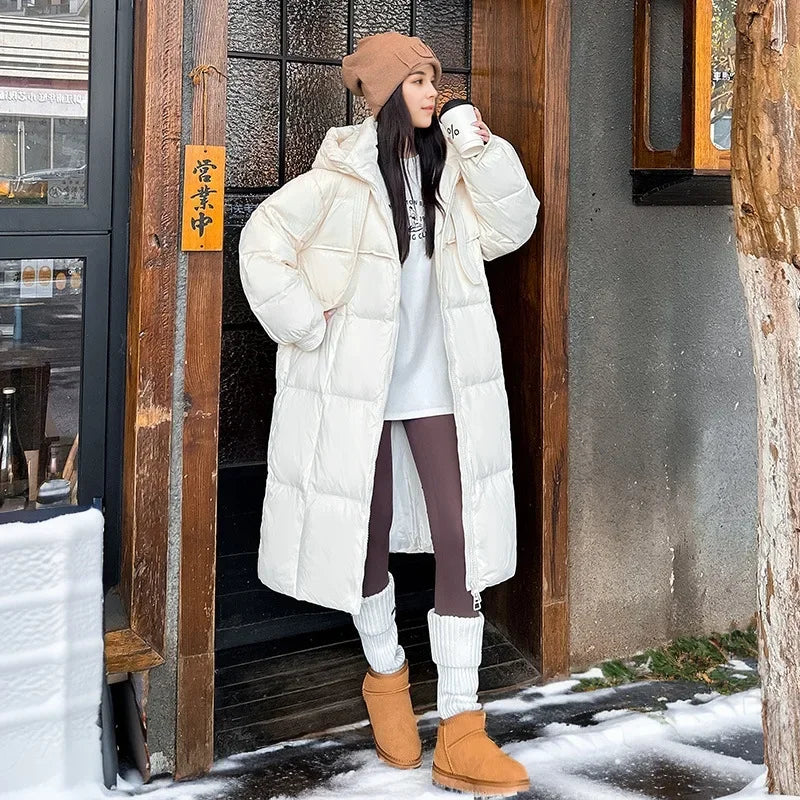 Women's Quilted Hooded Parka – Longline Cold Weather Winter Jacket