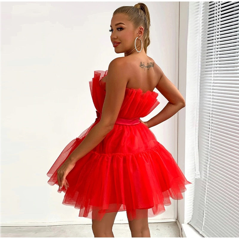Women's Tulle Party Dress – Layered Festive Occasion Dress