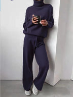 Women's Turtleneck Knit Set – Long Sleeve Top & Coordinated Bottom Set