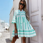 Women's Boho Ruffle Dress – Colourful Printed Summer Dress