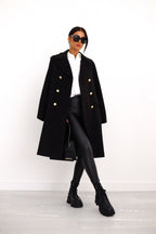 Women's Classic Winter Overcoat – Long Double-Breasted Coat
