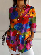 Women's Printed Relaxed Blouse – Lightweight Summer Blouse