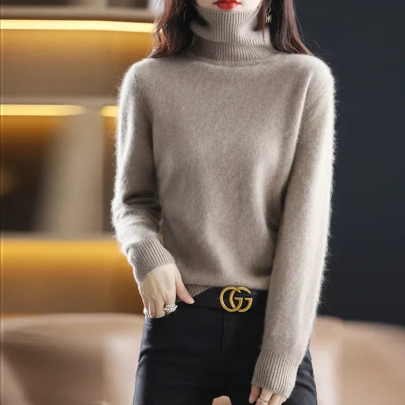 Women's Classic Turtleneck Sweater – Soft High Neck Winter Pullover