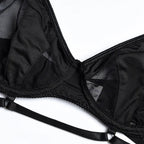 Women's Three-Piece Floral Lingerie Set – Lace Bra Brief & Garter Set