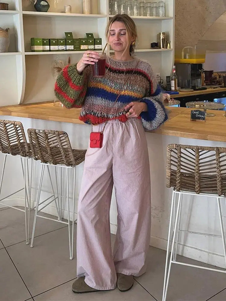 Women's Knit Sweater – Multicolor Pattern Sweater – Zoe