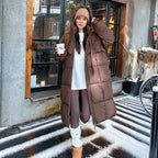 Women's Quilted Hooded Parka – Longline Cold Weather Winter Jacket