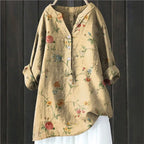 Women's Floral Blouse with V Neckline and Relaxed Fit