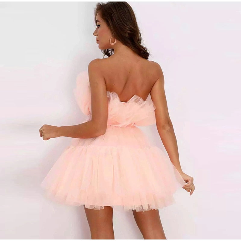 Women's Tulle Party Dress – Layered Festive Occasion Dress
