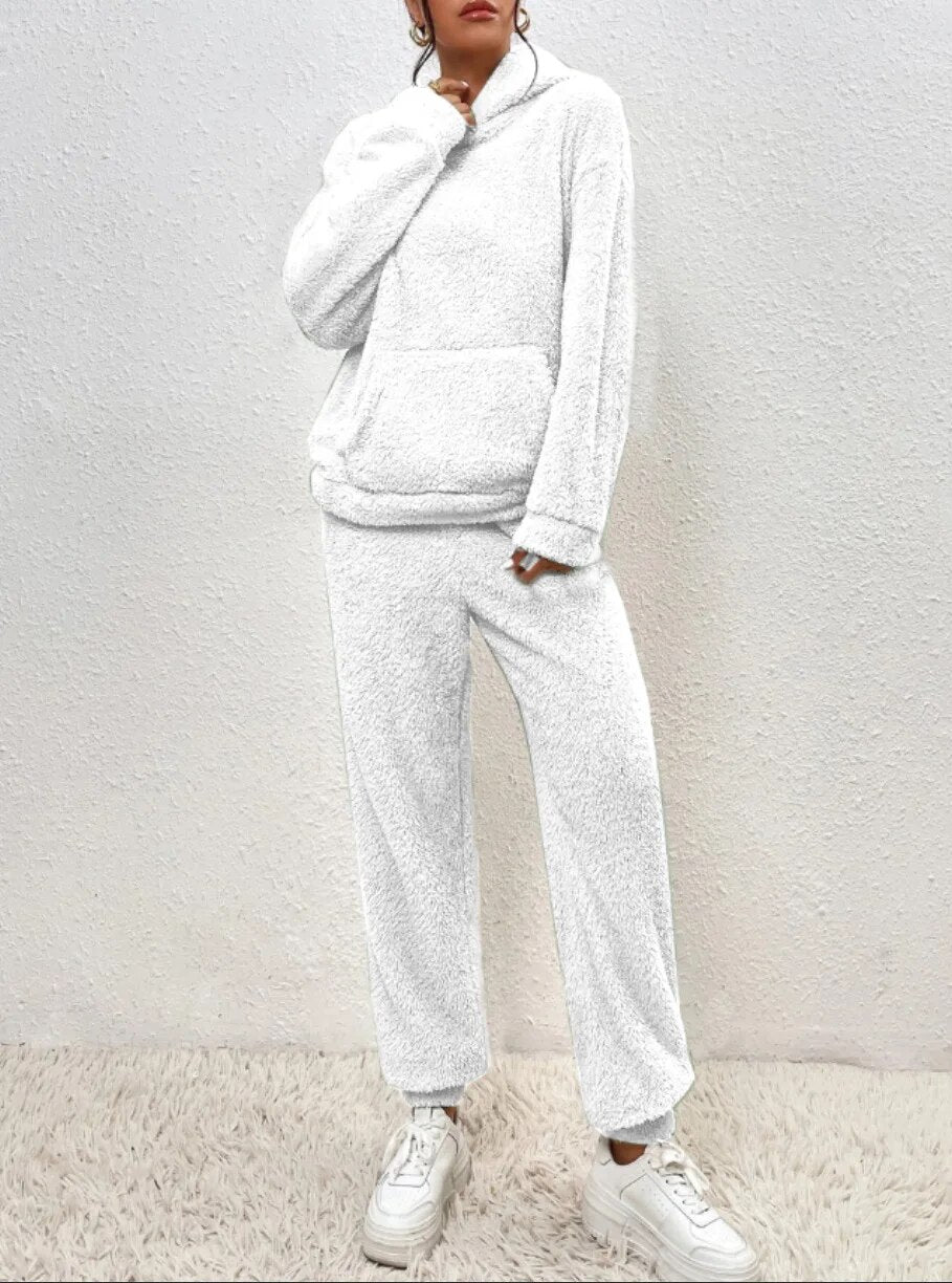 Women's Teddy Lounge Set – Hooded Cozy House Suit