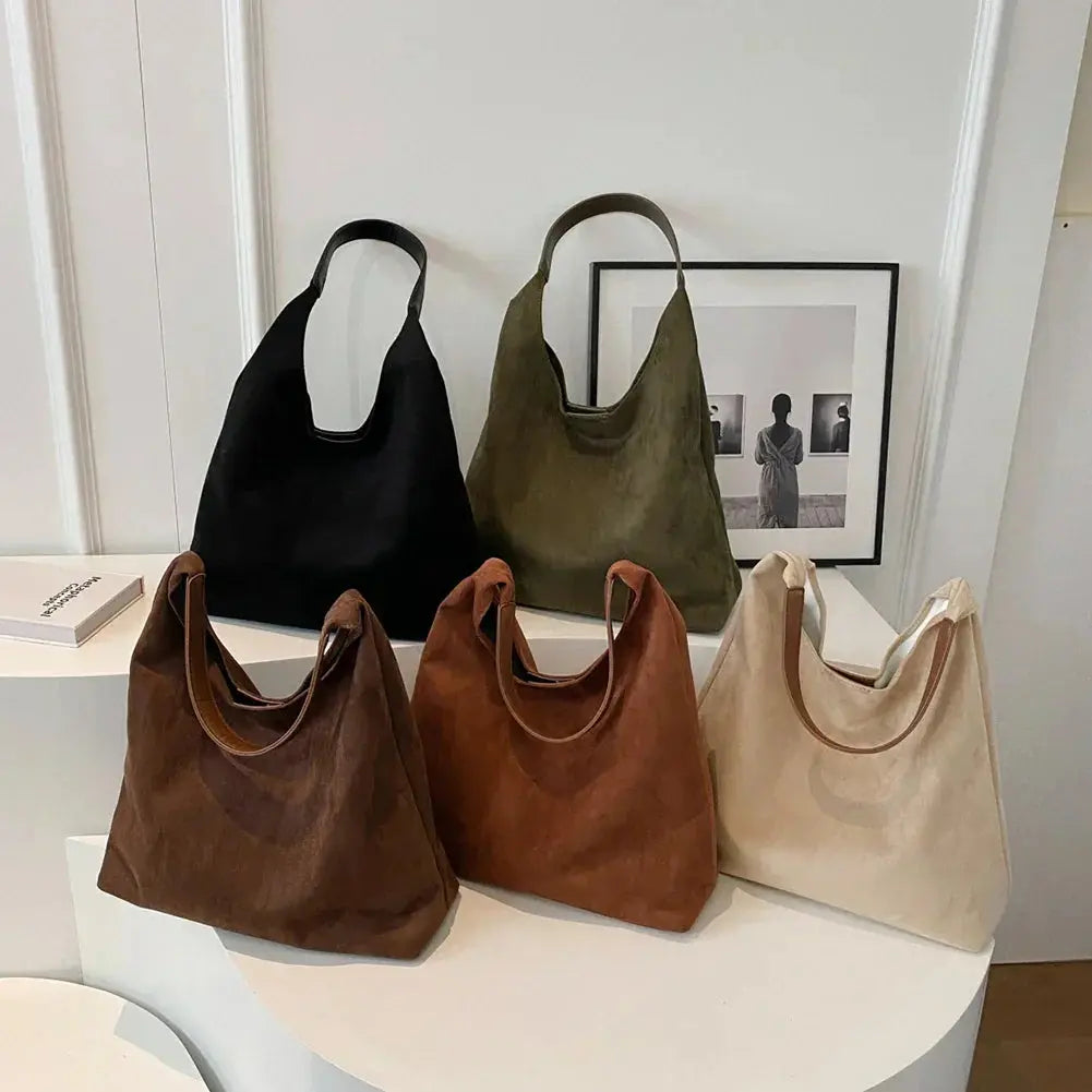 Women's Suede Tote Bag – Oversized Everyday Handbag – Elisa