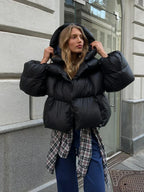 Women's Glossy Puffer Jacket – Oversized Quilted Winter Jacket