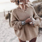 Women's Chunky Knit Jumper – Oversized Wide Sleeve Sweater
