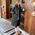 Women's Quilted Hooded Parka – Longline Cold Weather Winter Jacket