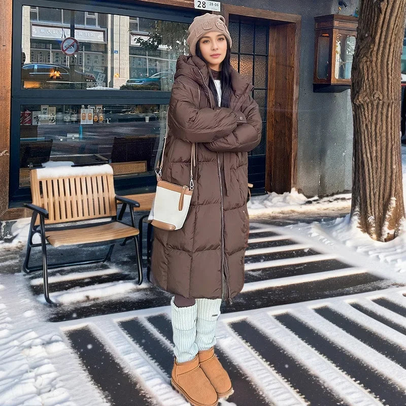 Women's Quilted Hooded Parka – Longline Cold Weather Winter Jacket