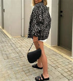 Women's Animal Print Bomber Jacket – Leopard Zip Front Jacket