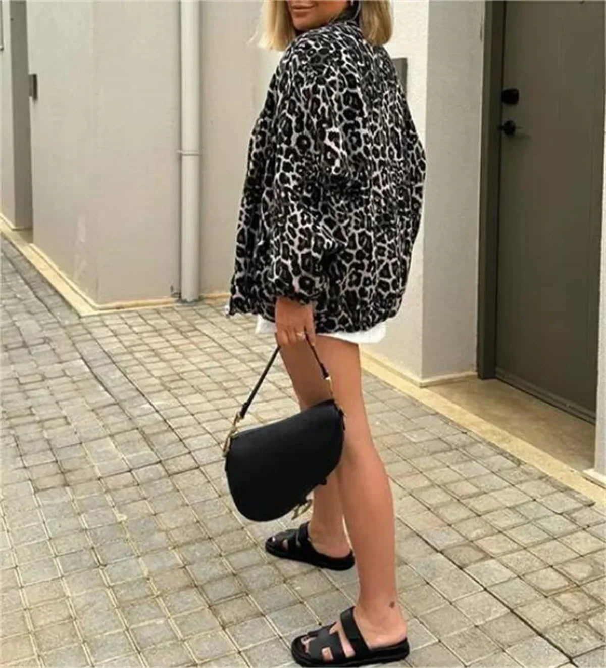 Women's Animal Print Bomber Jacket – Leopard Zip Front Jacket