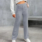 Women's Pull-On High Waist Pants – Stretch Elastic Waist Casual Trousers