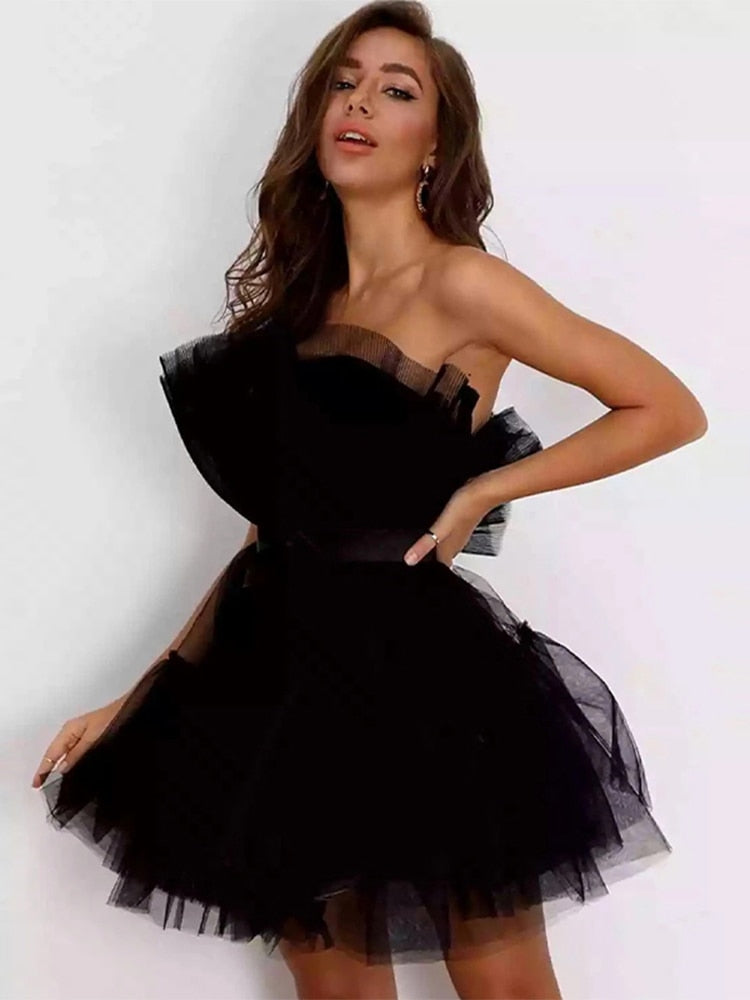 Women's Tulle Party Dress – Layered Festive Occasion Dress