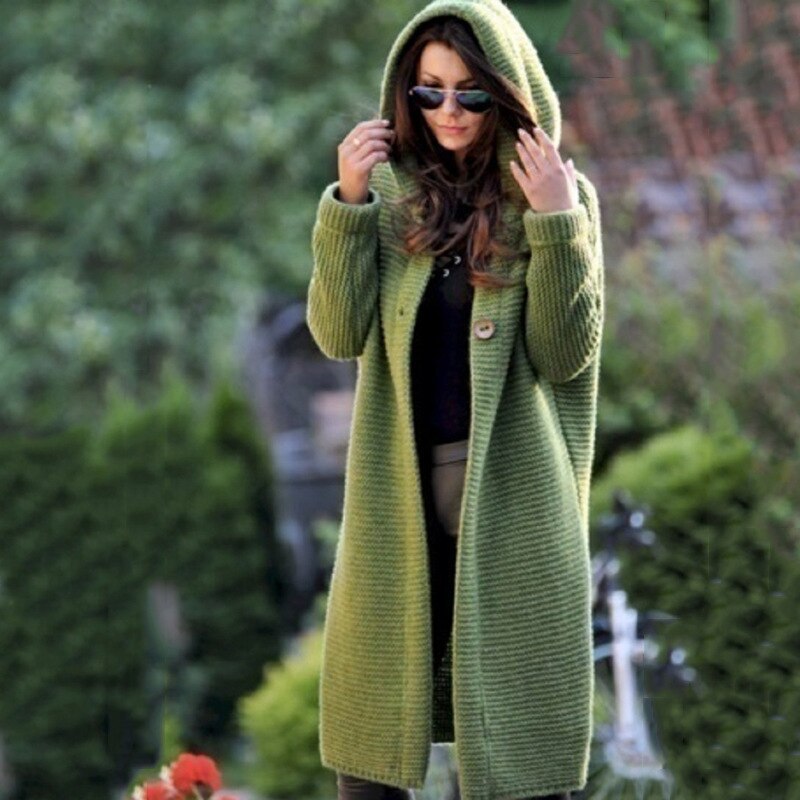 Women's Relaxed Hooded Cardigan – Long Sleeve Casual Layering Cardigan