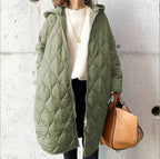 Women's Hooded Puffer Coat – Longline Quilted Winter Coat