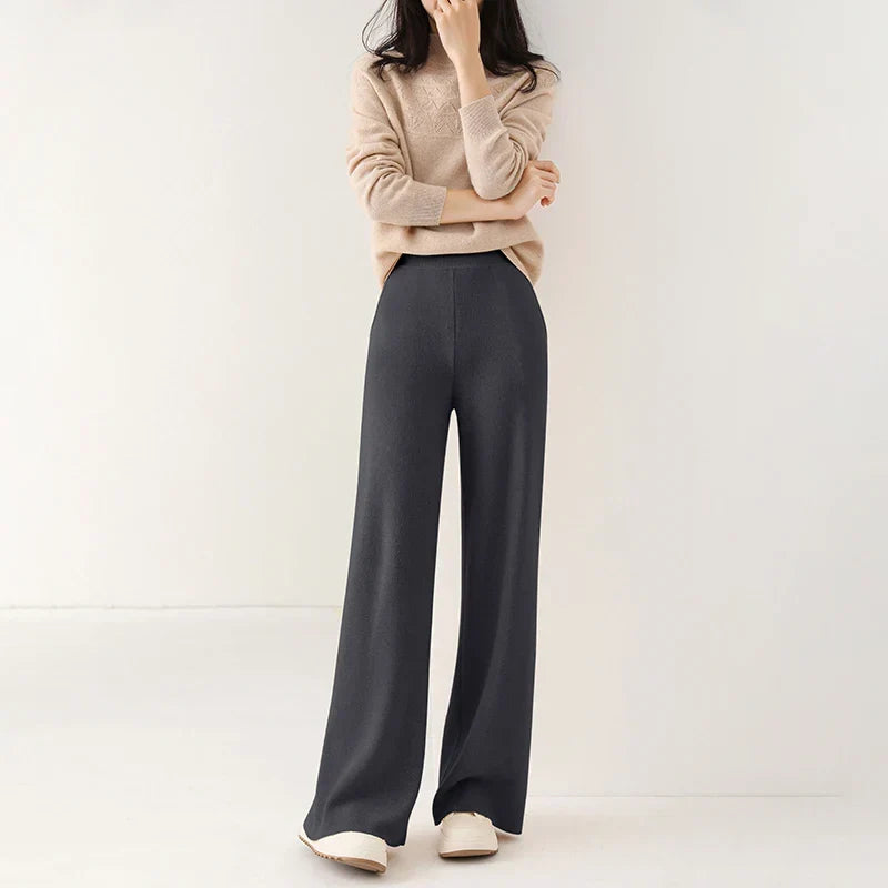 Women's Knit Pants – High Waist Wide Leg Pants