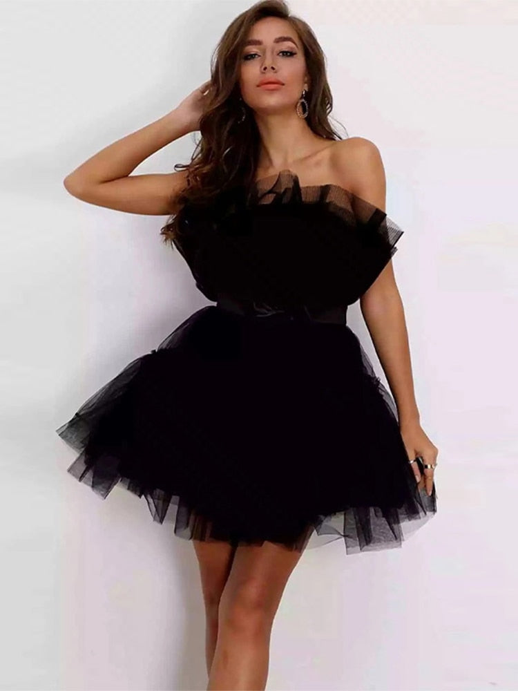 Women's Tulle Party Dress – Layered Festive Occasion Dress