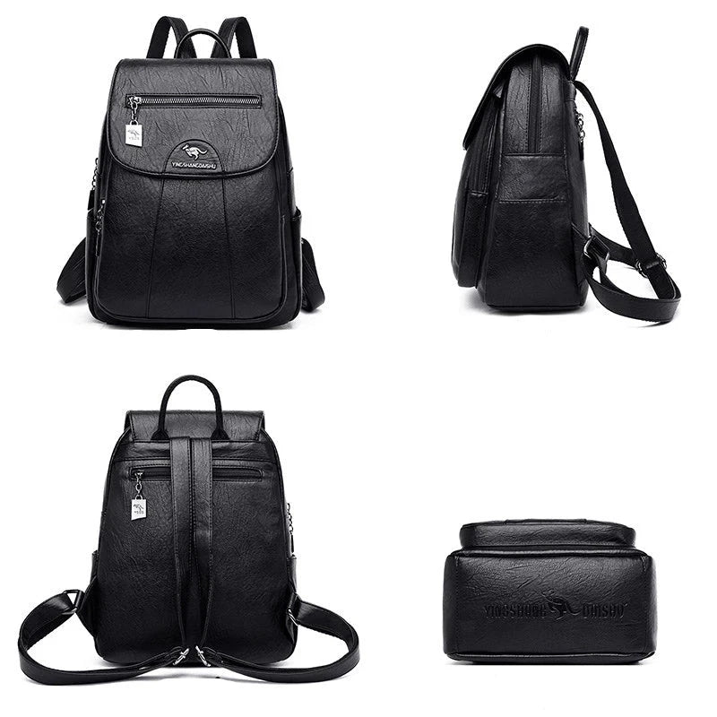 Women's Anti-Theft Faux Leather Backpack – Secure Everyday Backpack – Charlotte
