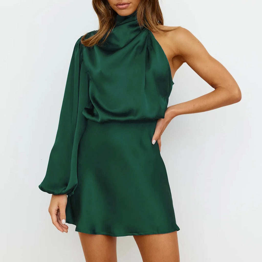 Women's Satin Maxi Dress – Halter Neck Occasion Dress – Sofia