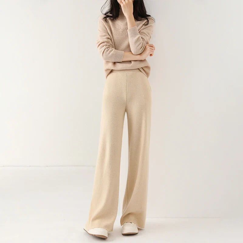 Women's Knit Pants – High Waist Wide Leg Pants