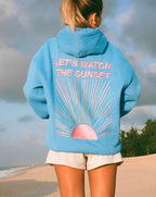 Women's Oversized Graphic Hoodie – Sun Back Print Pullover Sweatshirt