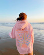 Women's Oversized Graphic Hoodie – Sun Back Print Pullover Sweatshirt