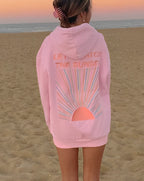 Women's Oversized Graphic Hoodie – Sun Back Print Pullover Sweatshirt