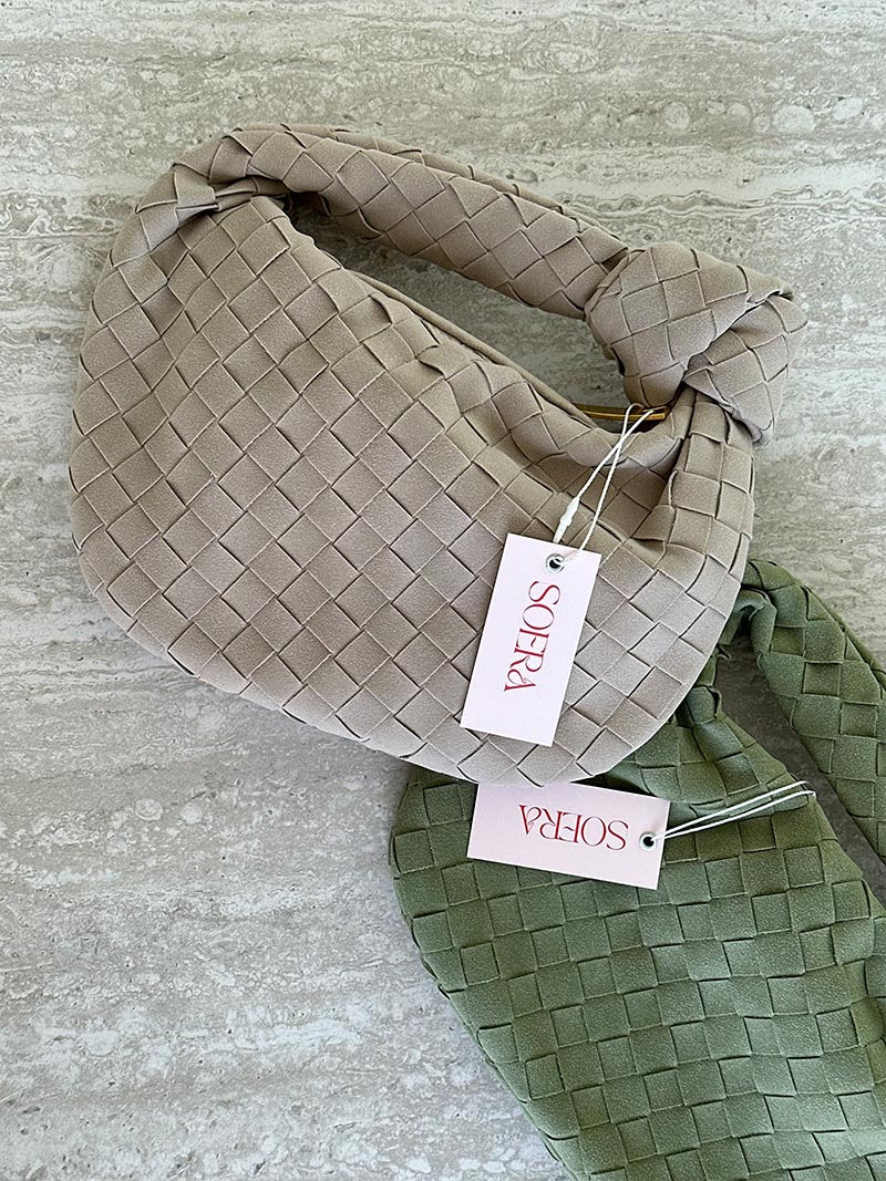 Women's Mini Suede Crossbody Bag – Braided Fashion Bag – Ilyse