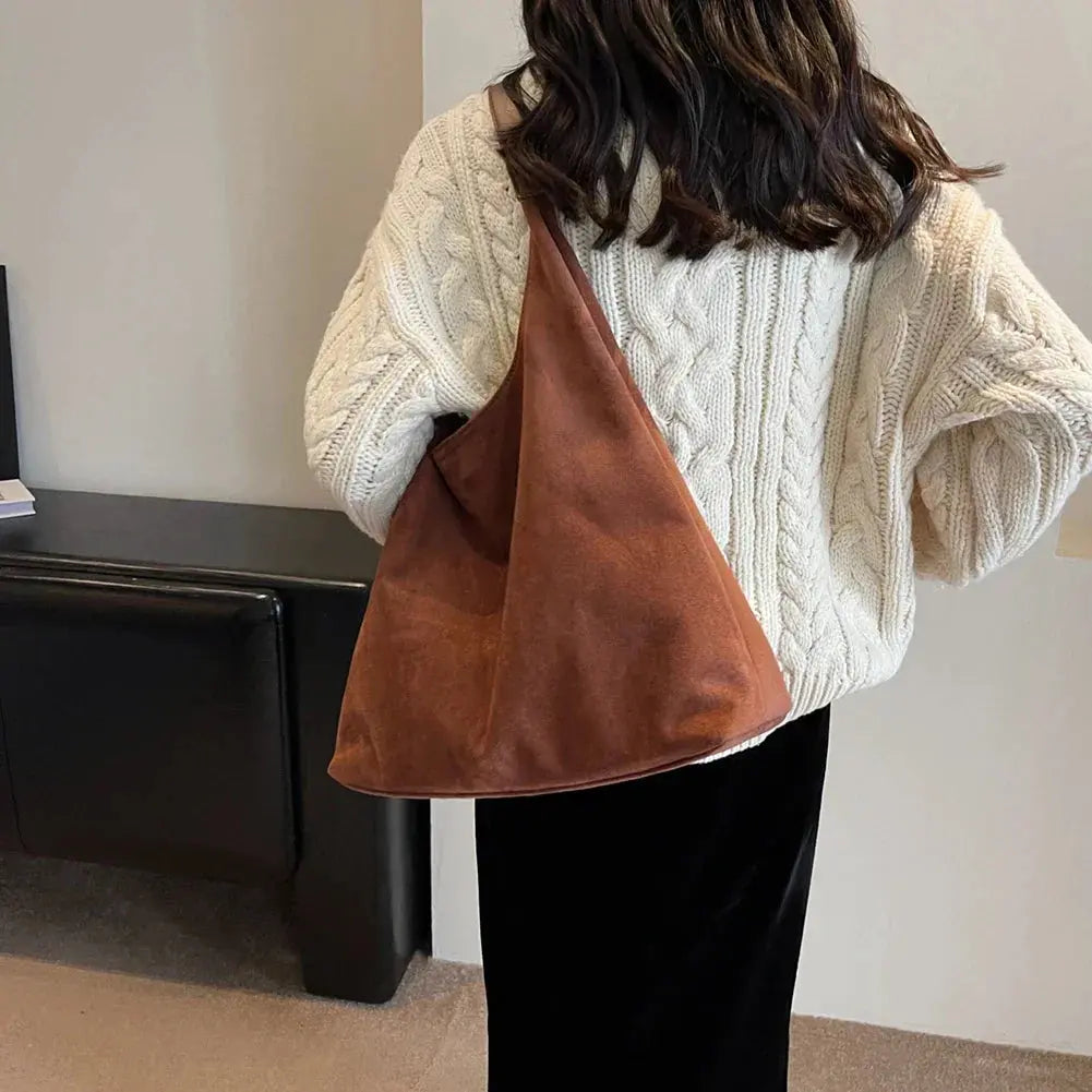 Women's Suede Tote Bag – Oversized Everyday Handbag – Elisa