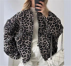 Women's Animal Print Bomber Jacket – Leopard Zip Front Jacket