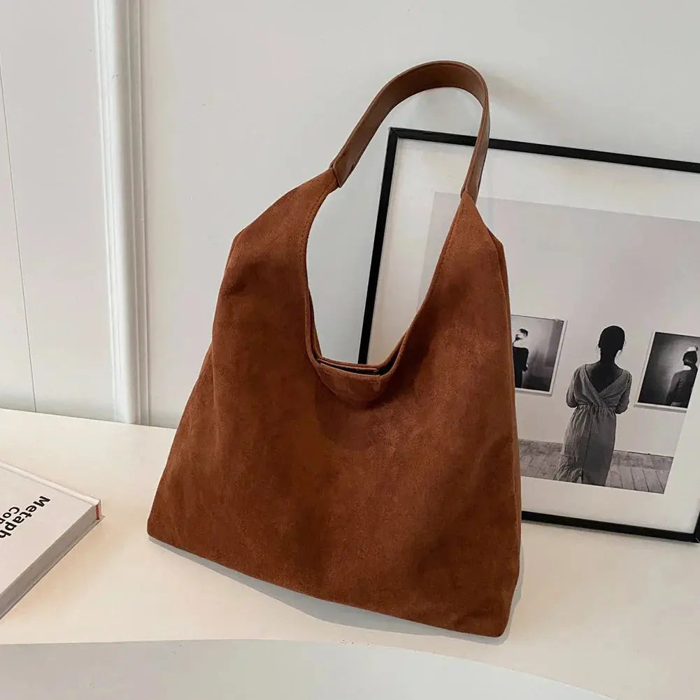 Women's Suede Tote Bag – Oversized Everyday Handbag – Elisa
