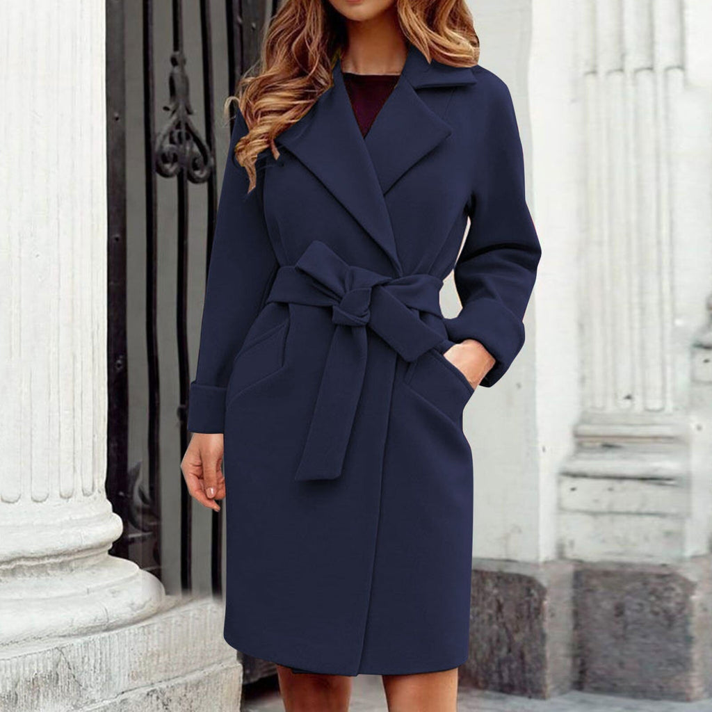 Women's Button Front Trench Coat – Long Winter Overcoat