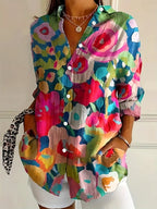 Women's Printed Relaxed Blouse – Lightweight Summer Blouse