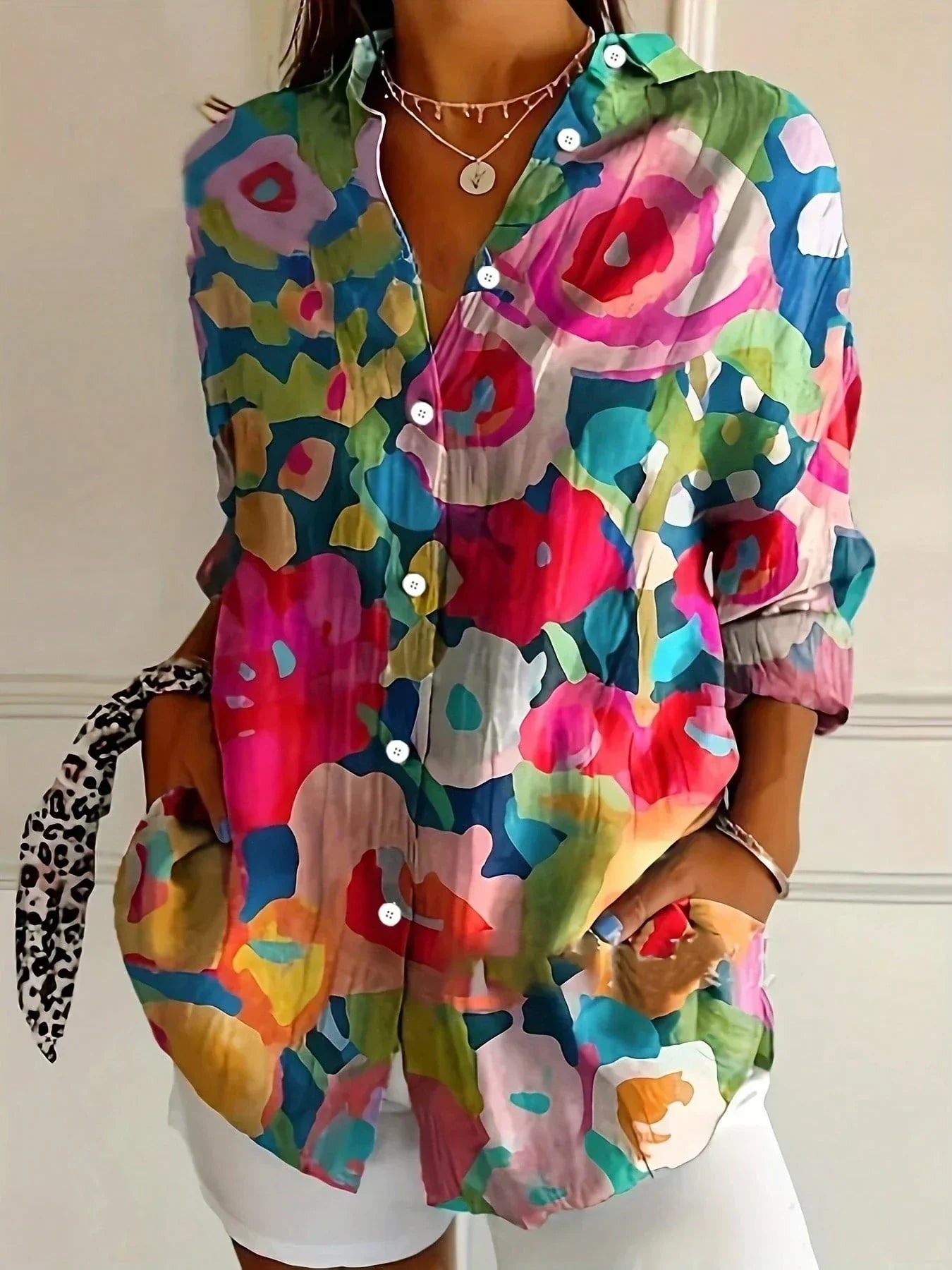 Women's Printed Relaxed Blouse – Lightweight Summer Blouse