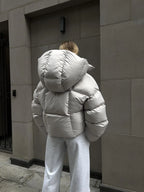 Women's Glossy Puffer Jacket – Oversized Quilted Winter Jacket