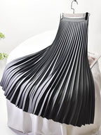 Women's Pleated Midi Skirt – High Waist A-Line Skirt