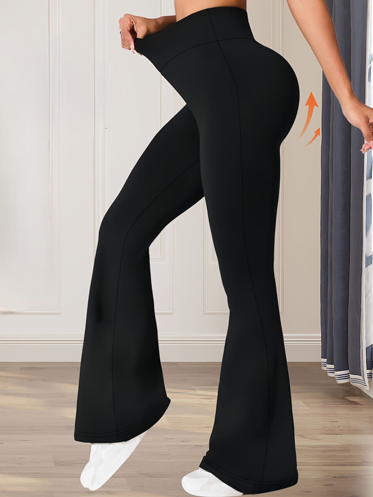 Women's Stretch Flared Trousers – Fitted Casual Everyday Pants