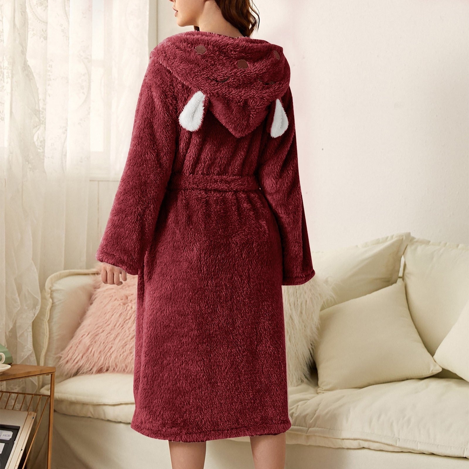 Tamsyn | Thick Flannel Hooded Bathrobe