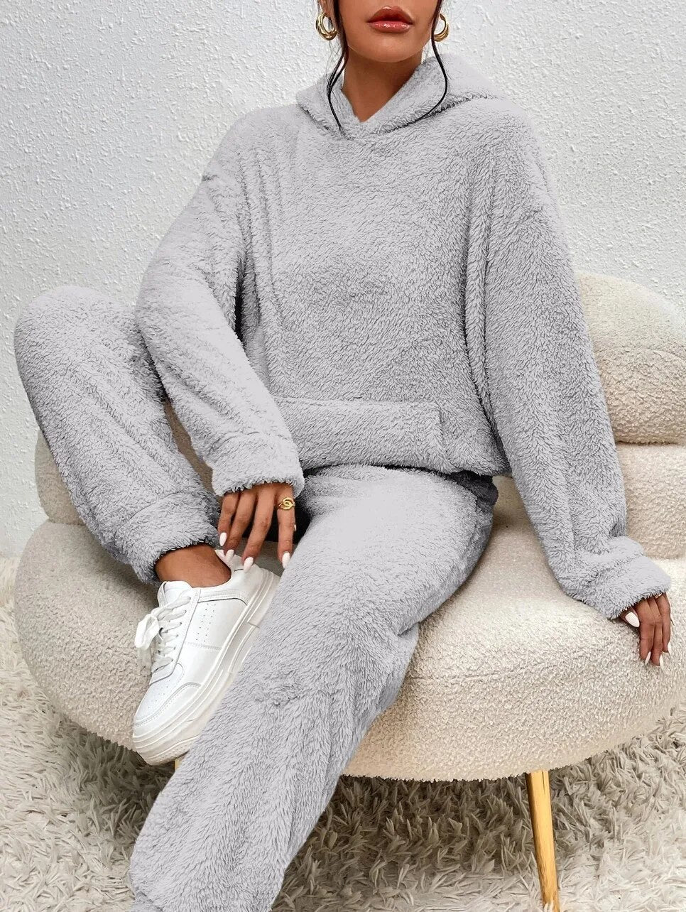 Women's Teddy Lounge Set – Hooded Cozy House Suit