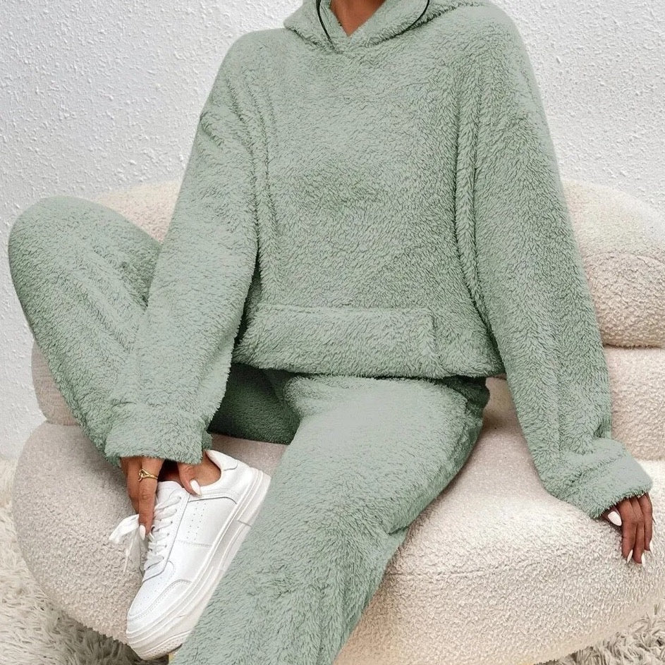 Women's Teddy Lounge Set – Hooded Cozy House Suit