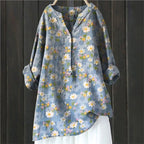 Women's Floral Blouse with V Neckline and Relaxed Fit