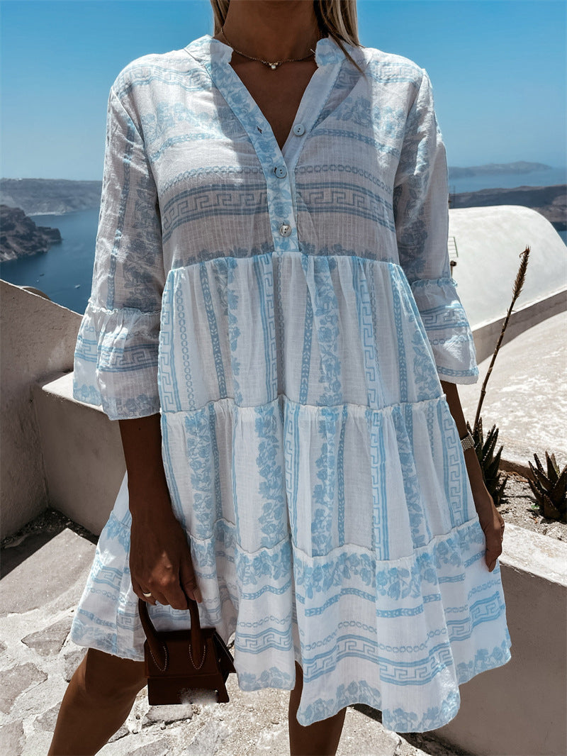 Women's Boho Ruffle Dress – Colourful Printed Summer Dress